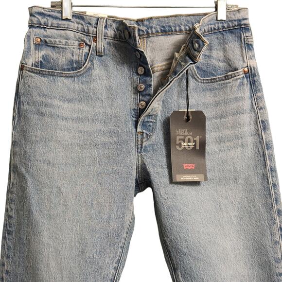 Levi's 501 Skinny Jeans Blue High Rise Button Fly 31 x 28 New - Picture 4 of 16